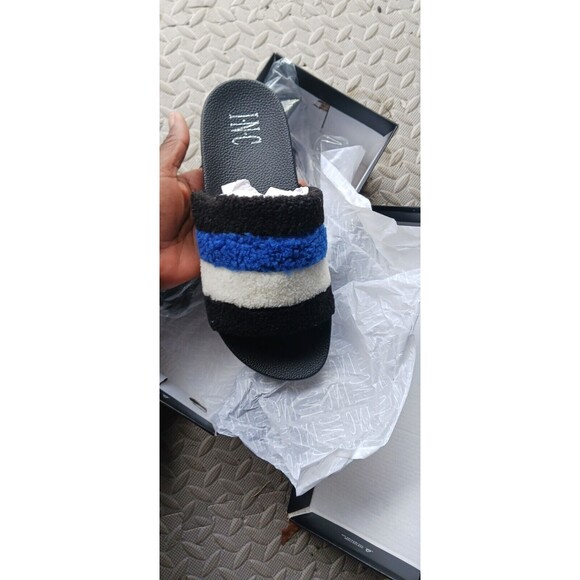 INC International Concepts Peymin Blue/Black Stripped Slide Sandals Women's 9M - Picture 5 of 7